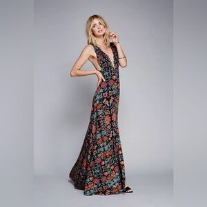 Free People Other Days Maxi in Black Multi-color Floral